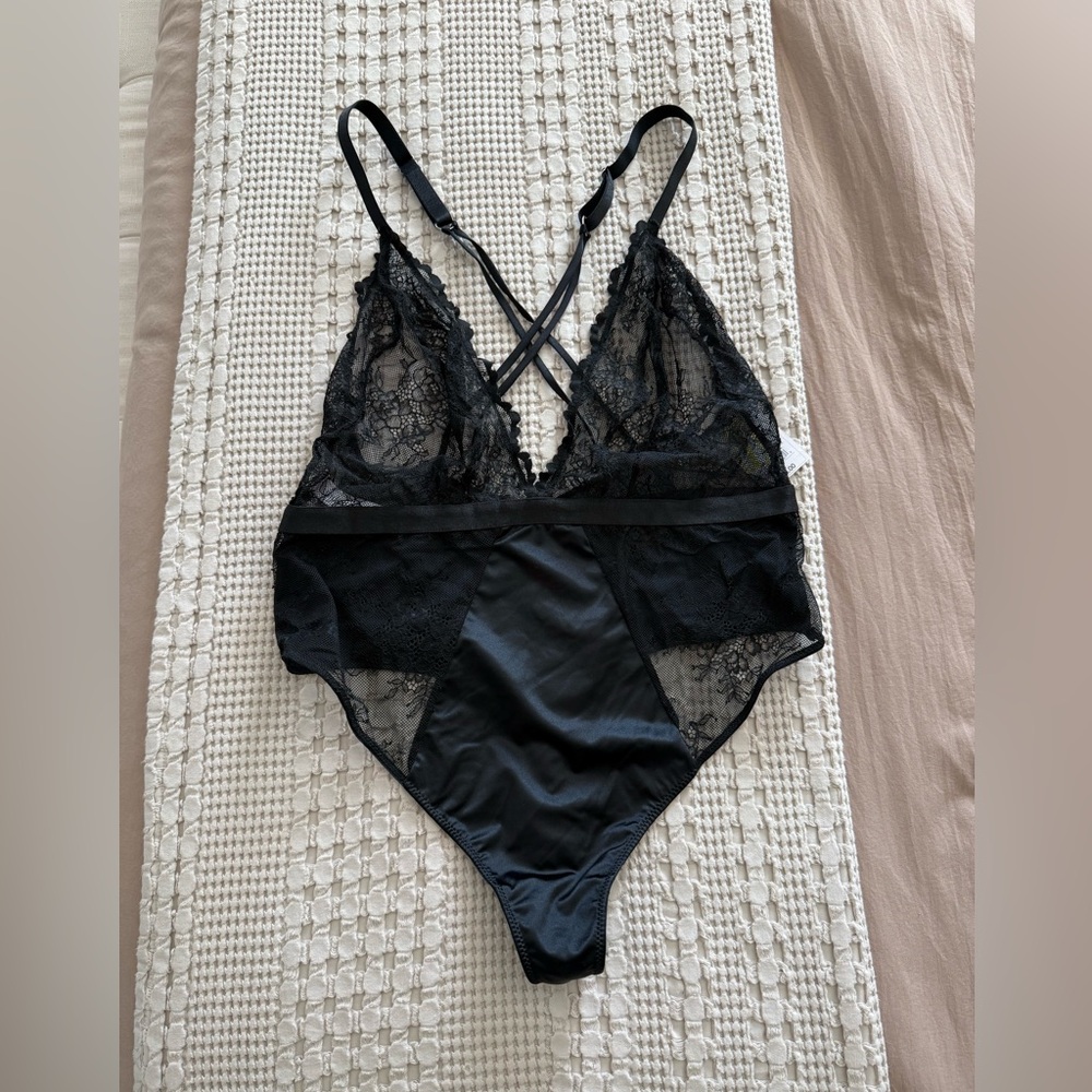 NEW‎ Auden Black Lace Teddy Lingerie Size L